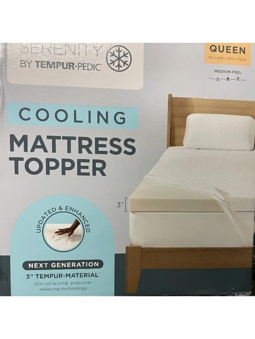 Serenity Tempur-Pedic Cooling Memory Foam Mattress Topper Queen